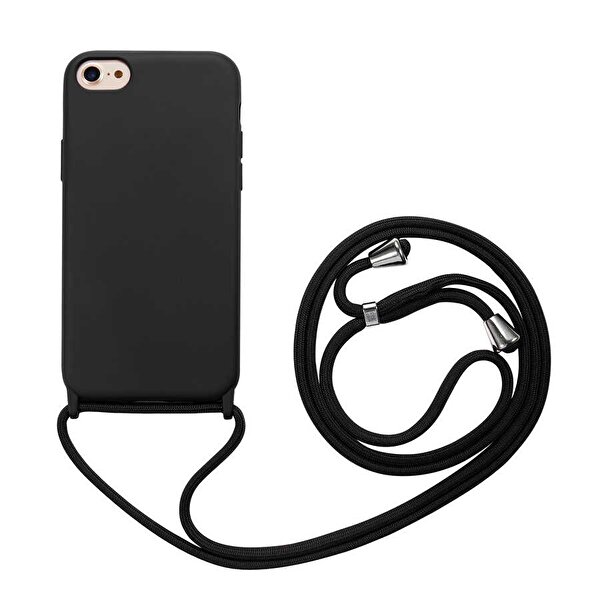 Teleplus iPhone SE 2020 Kılıf Ropi Askılı LSR Silikon Siyah