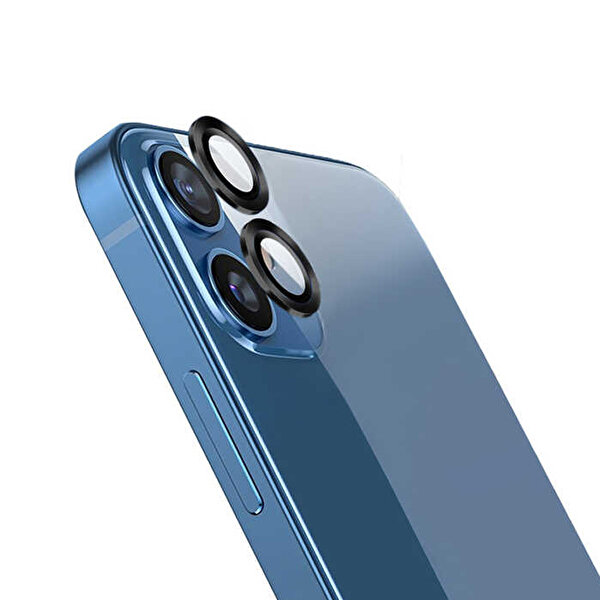 Gpack Apple iPhone 12 Kamera Metal Cam Lens Koruyucu Siyah