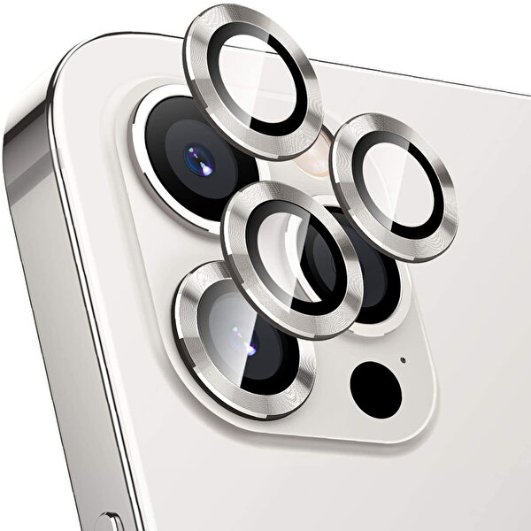 Gpack Apple iPhone 13 Pro Max Kamera Metal Cam Lens Koruyucu Gümüş