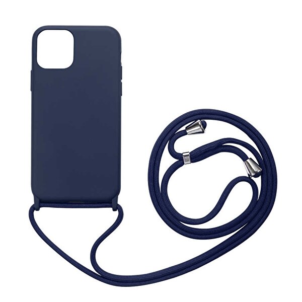 Gpack Apple Iphone 12 Kılıf Askılı İçi Süet Lansman Görünüm Silikon Lacivert