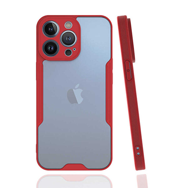 Gpack Apple iPhone 13 Pro Max Kılıf Parfe Kamera Korumalı İnce Çerçeveli Silikon Kırmızı