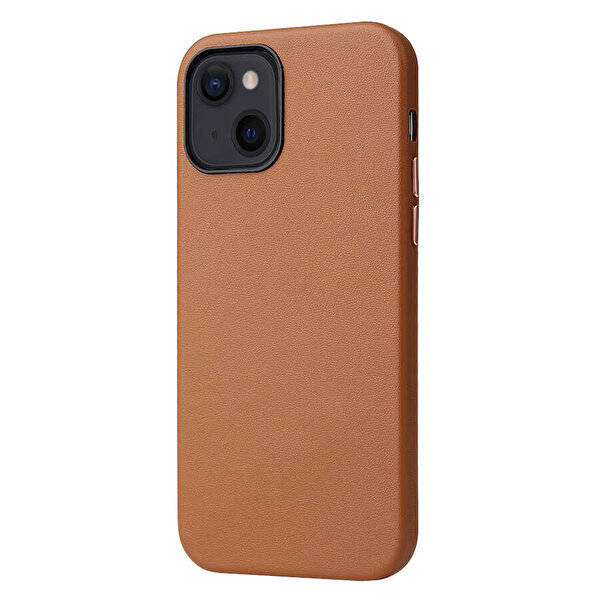 Gpack Apple Iphone 13 Mini Kılıf Eyzi Deri Silikon Lüx Tasarım Kahverengi