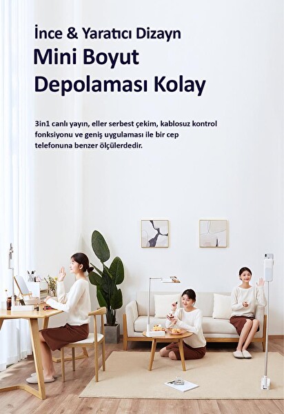 Usams US-ZB209 Ledli Monopodlu Kumandalı Şarjlı Taşınabilir Telefon Standı