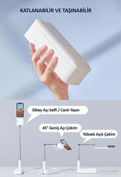 Usams US-ZB209 Ledli Monopodlu Kumandalı Şarjlı Taşınabilir Telefon Standı