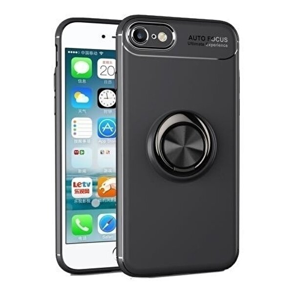 Teleplus iPhone SE 2020 Ravel Yüzüklü Tpu Silikon Siyah Kılıf