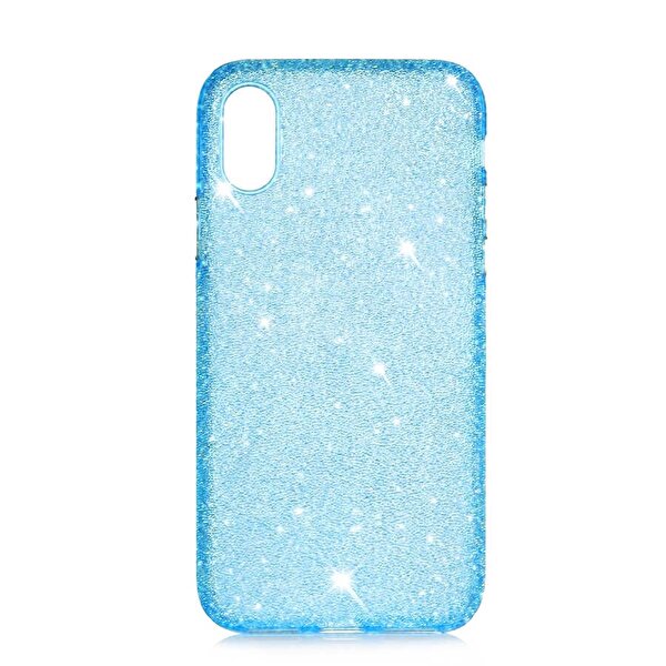Teleplus Apple iPhone XS Bling Glitter Sert Simli Silikon Mavi Kılıf
