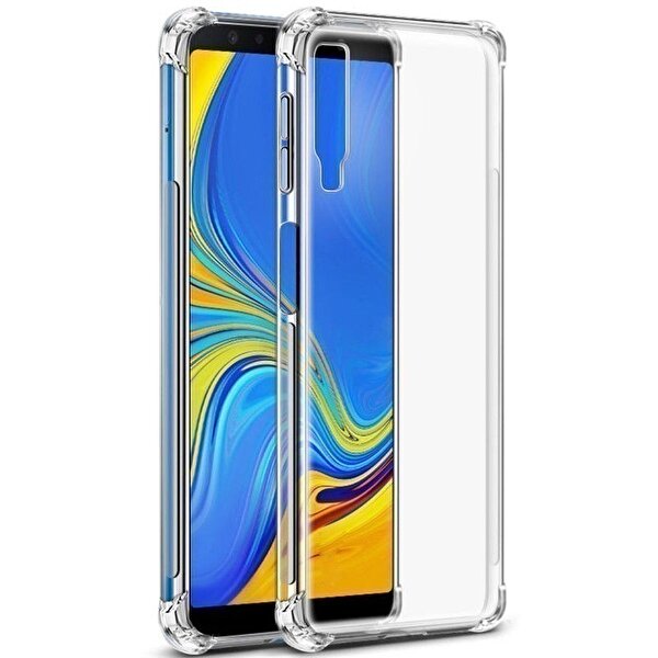 Teleplus Samsung Galaxy A7 2018 Darbe Korumalı Silikonlu Şeffaf Kılıf