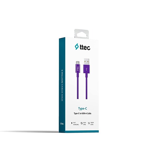 Ttec 2DK12MR Type-C 100 CM Mor Şarj Kablosu