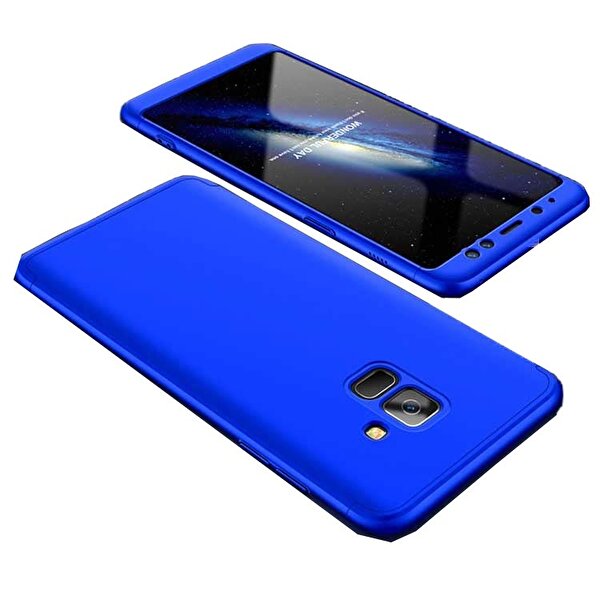 Teleplus Samsung Galaxy A8 2018 Plus 360 Full Korumalı Mavi Kapak