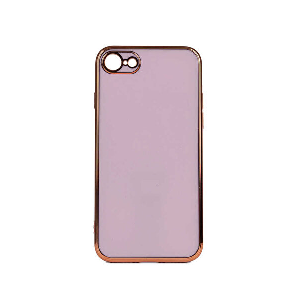 Gpack Apple iPhone 7 Bark Parlak Silikon Renkli Kenarları Rose Mor Kılıf