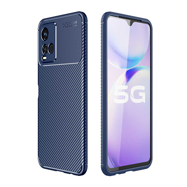 Teleplus Vi̇vo Y21s Kılıf Kamera Korumalı Negro Silikon Lacivert