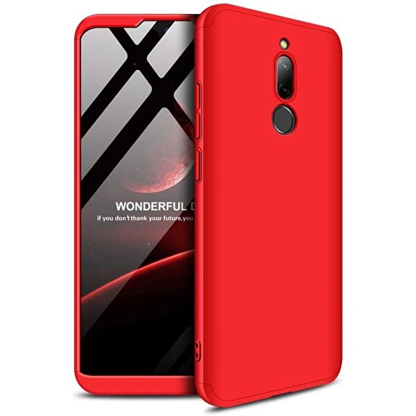 Teleplus Xiaomi Redmi 8 360 Ays Zore Sert Kapak Kılıf Kırmızı + Nano Ekran Koruyucu