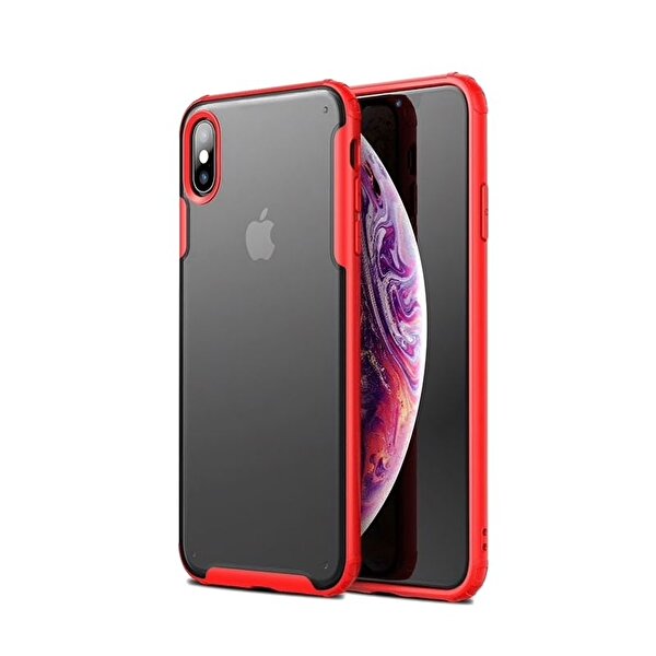 Teleplus Apple iPhone XS Kılıf Vonk Hibrit Silikon Kırmızı + Nano Ekran Koruyucu