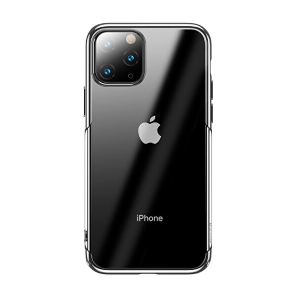 Gpack Apple iPhone 11 Pro Max Kılıf Colored Silikon Yumuşak + Nano Glass Gümüş