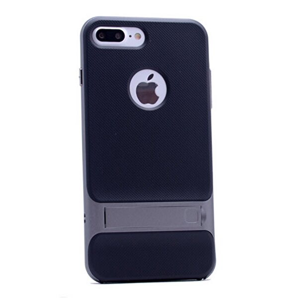 Gpack Apple iPhone 7 Plus Kılıf Standlı Tpu Kılıf + Nano Glass Siyah