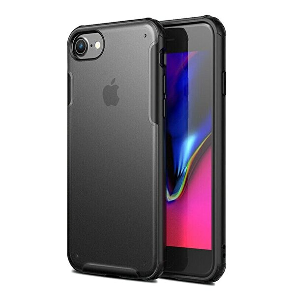 Teleplus iPhone 7 Kılıf Vonk Hibrit Sert Silikon Siyah + Nano Ekran Koruyucu