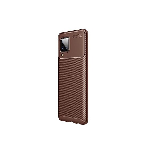 Teleplus Samsung Galaxy M12 Karbon Dokulu Silikon Kahverengi Kılıf
