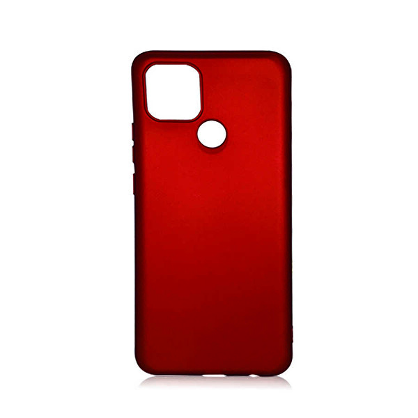 Oppo A15 Kılıf Mat Soft Premier Silikon + Nano Glass Kırmızı