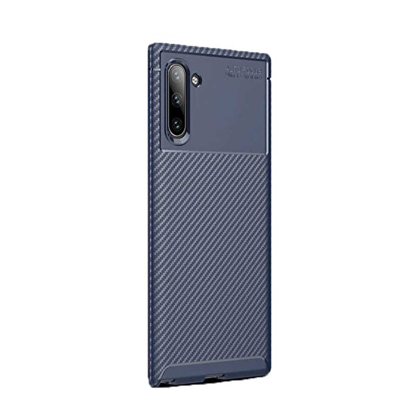 Gpack Samsung Galaxy Note 10 Negro Karbon Dizayn Silikon Lacivert Kılıf