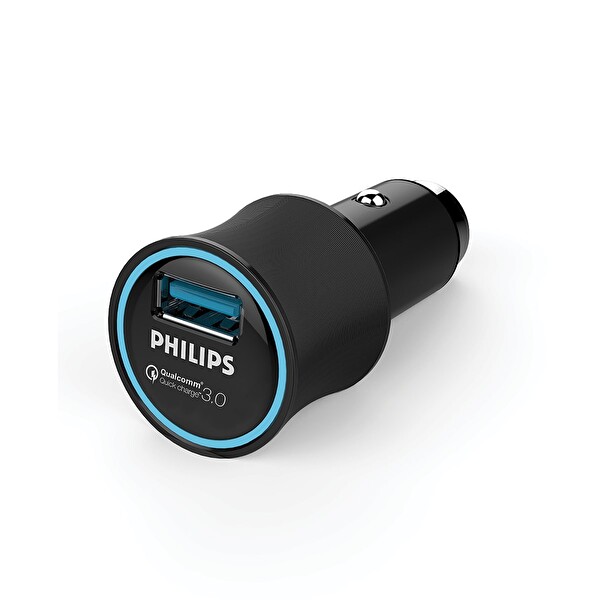 Philips DLP2552Q 1 Usb Çıkışlı QC 3.0 Hızlı Şarj Özellikli Siyah Araç İçi Şarj Cihazı