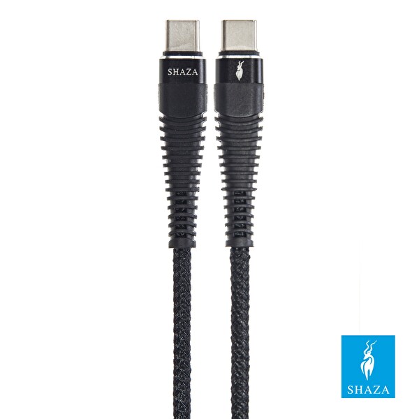 Shaza Type-C to Type-C PD 5A 100 W 1 Metre Örgülü Hızlı Şarj ve Data Kablosu