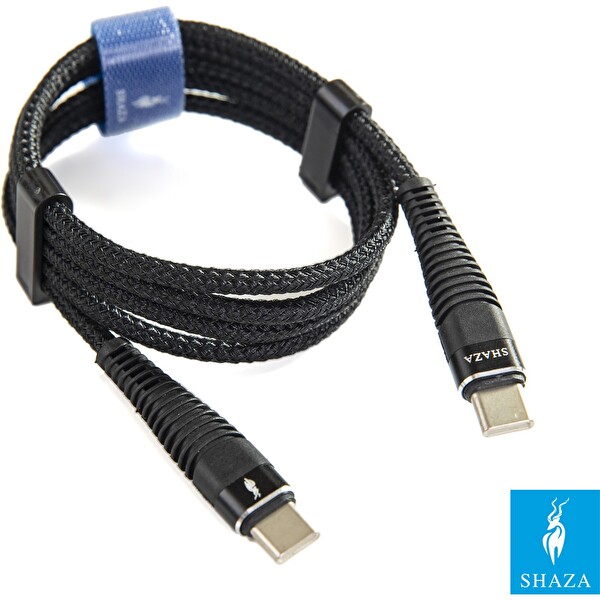 Shaza Type-C to Type-C PD 5A 100 W 1 Metre Örgülü Hızlı Şarj ve Data Kablosu