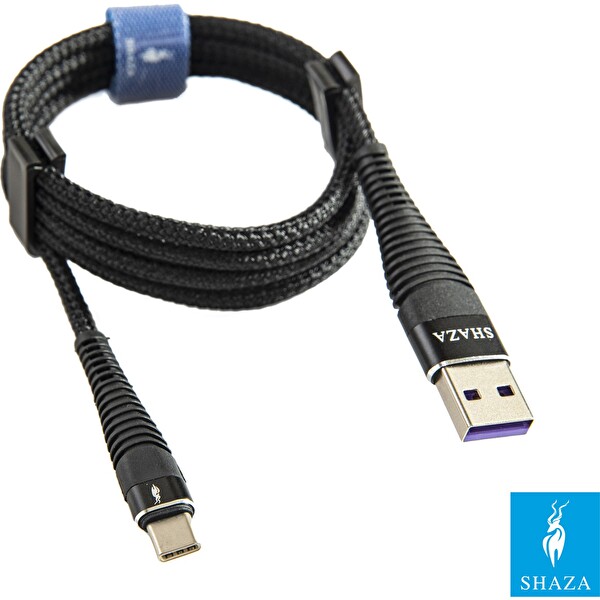 Shaza USB Type-C PD 5A 100 W 1 Metre Örgülü Hızlı Şarj ve Data Kablosu