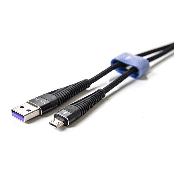 Shaza USB Micro 5A 100 W 1 Metre Örgülü Hızlı Şarj ve Data Kablosu