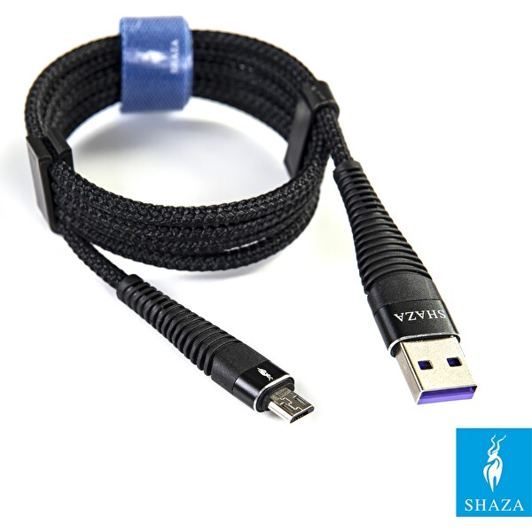 Shaza USB Micro 5A 100 W 1 Metre Örgülü Hızlı Şarj ve Data Kablosu