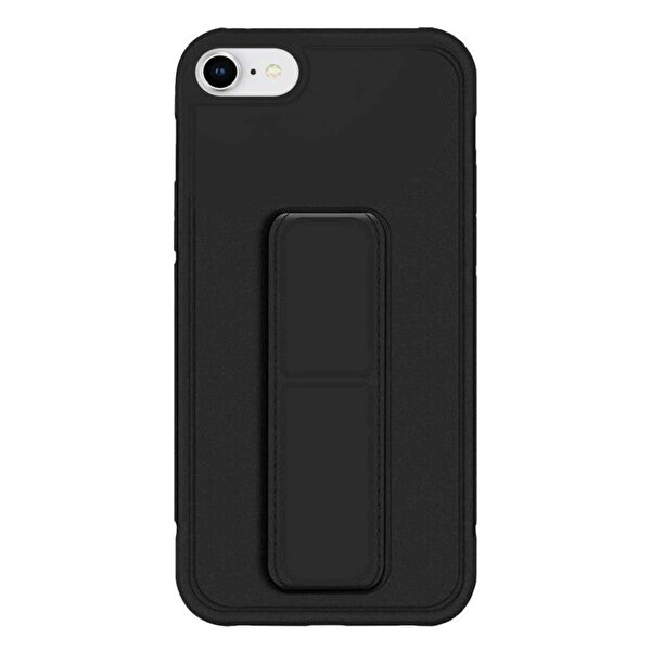 Teleplus Apple iPhone SE 2020 Mıknatıslı El Standlı Silikon Siyah Kılıf