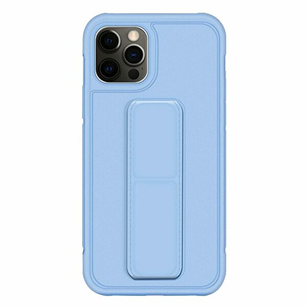Teleplus iPhone 13 Pro Max Kılıf Mıknatıslı El Standlı Silikon Mavi