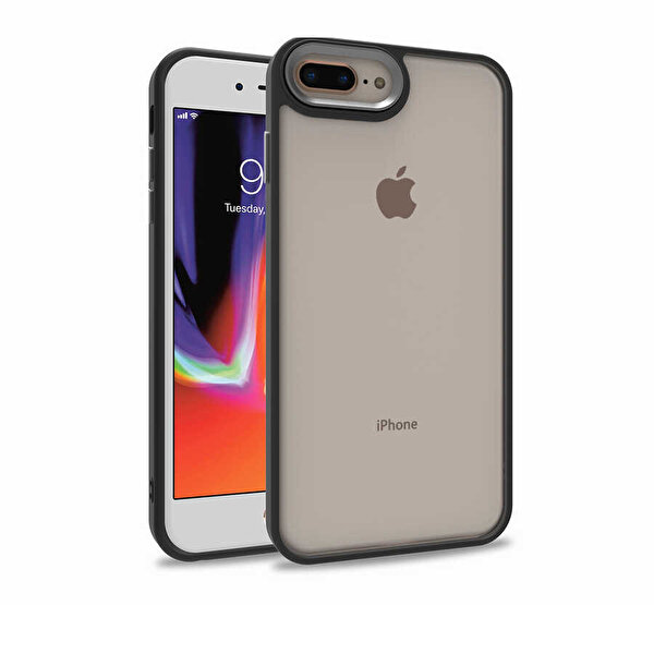 Teleplus iPhone 8 Plus Renkli Bumper Hybrid Flora Silikon Siyah Kılıf