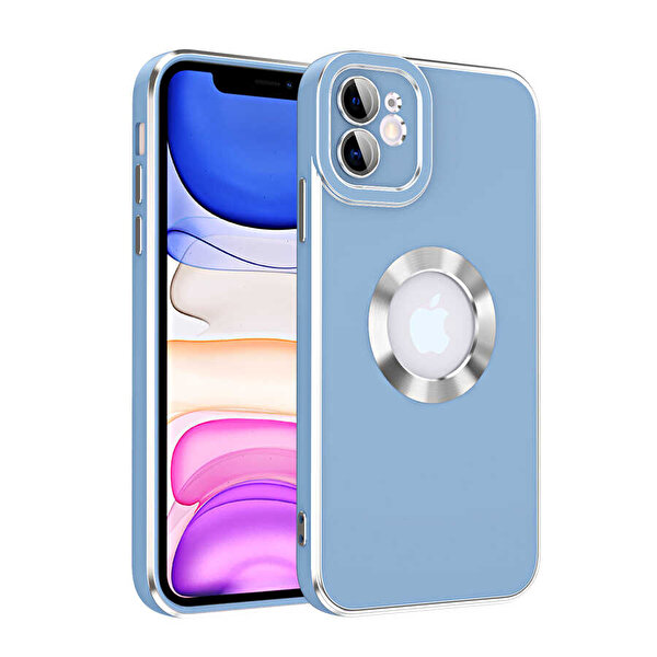 Gpack Apple iPhone 11 Kılıf Metal Halka Delikli Silikon Mavi