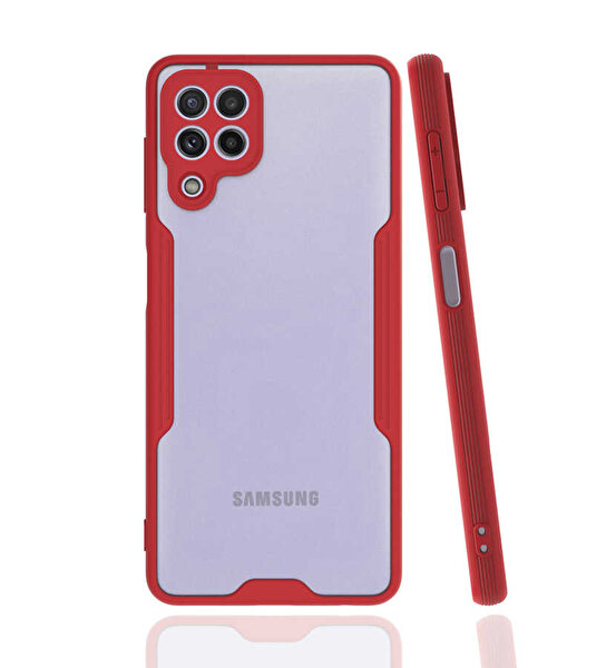 Teleplus Samsung Galaxy M32 4G Kamera Korumalı Parfe Mat Silikon Kırmızı Kılıf