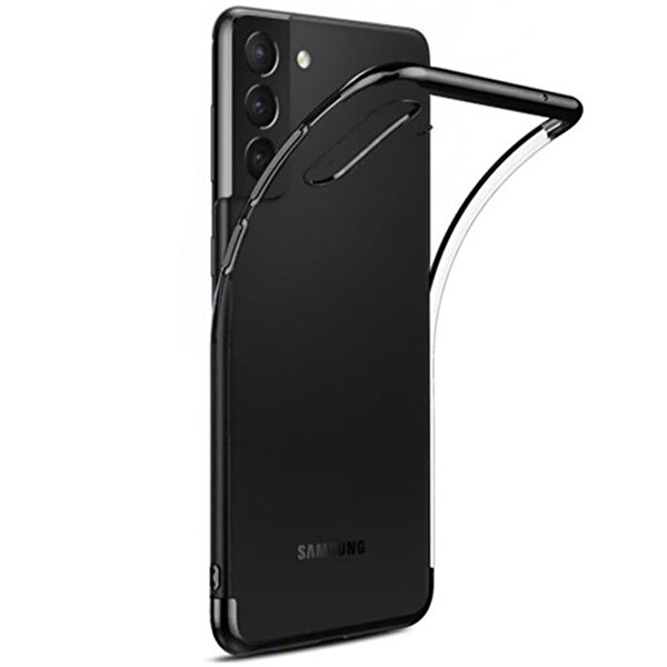 Gpack Samsung Galaxy S21 5G Colored Silikon Renkli Kılıf+Full Ekran Koruma Siyah