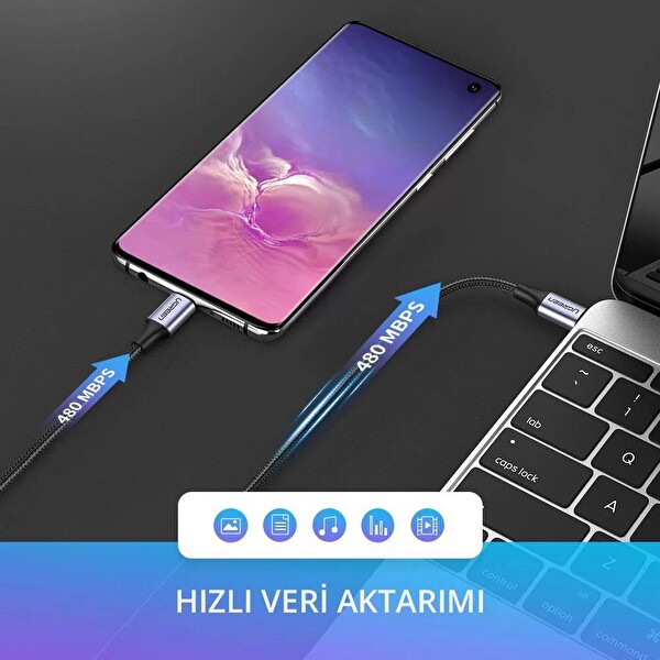Ugreen Type-C To Type-C 3A Hızlı Data Ve Şarj Kablosu