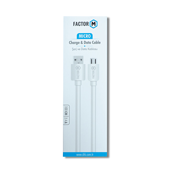 Factor-M FM-MDKBYZ 2.4A Micro Beyaz Data Kablo