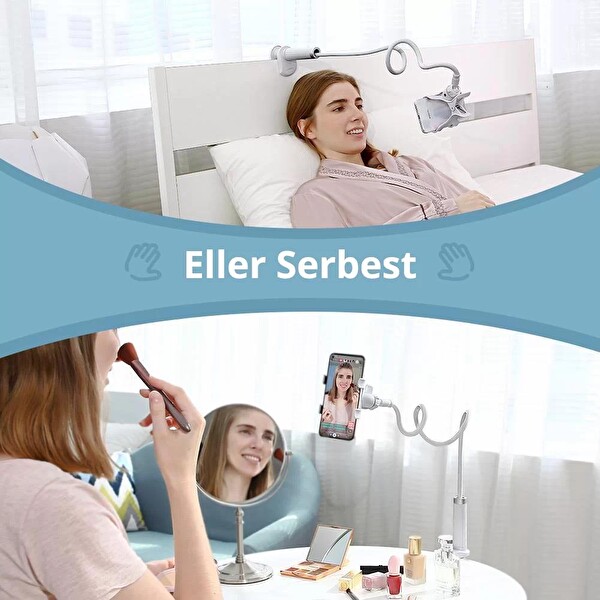 Ugreen Flexible Esnek Beyaz Yatak ve Masa Telefon Tutucu