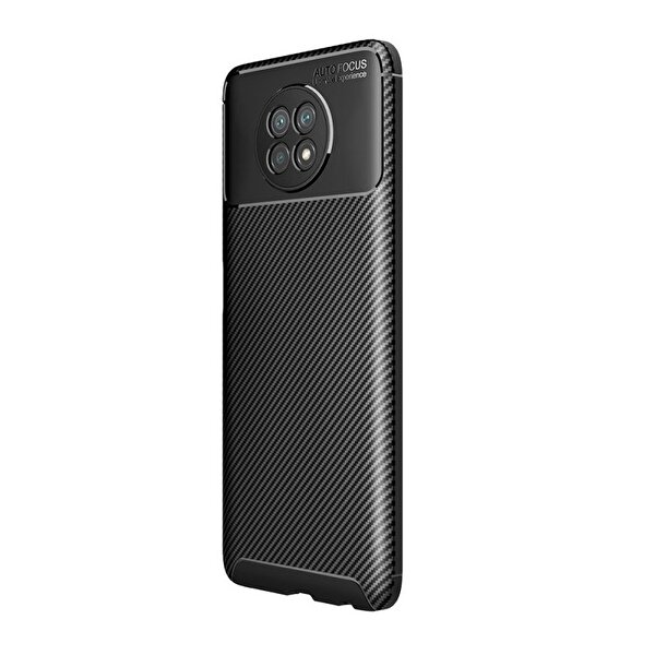 Teleplus Xiaomi Redmi Note 9 5G Karbon Dokulu Dizayn Silikon Siyah Kılıf + Nano Ekran Koruyucu