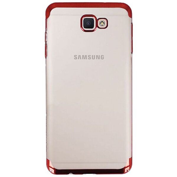 Gpack  Samsung Galaxy J7 Prime Renkli Silikon Kırmızı Kılıf + Nano Cam Ekran Koruyucu