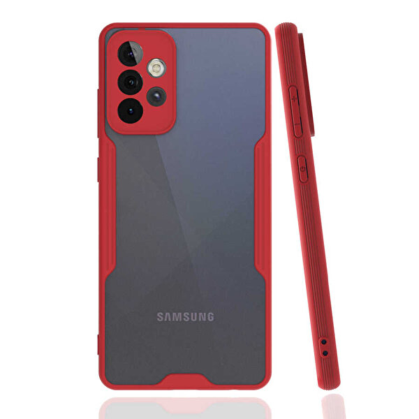 Gpack  Samsung Galaxy A52 Parfe Kamera Korumalı Çerçeveli Silikon Kırmızı Kılıf