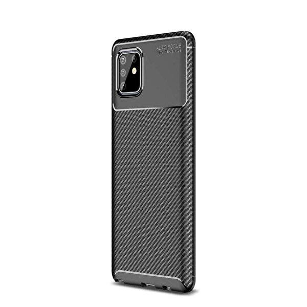 Teleplus Samsung Galaxy A81 Negro Karbon Dokulu Silikon Siyah Kılıf