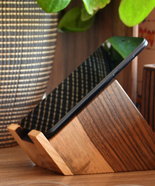 WOODSAKA Ceviz ve Akça Blok Telefon Tutucu