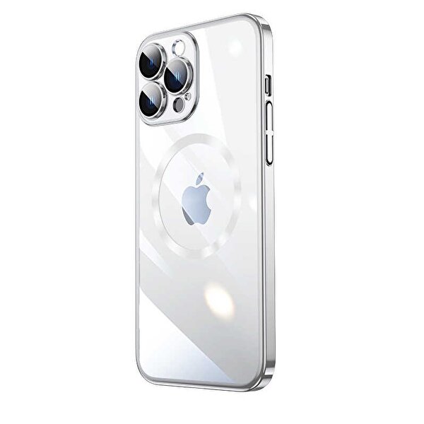 Teleplus Apple iPhone 13 Pro Max Magsafe Wireless Özellikli Tareks Rixos Sert Kapak Gümüş Kılıf