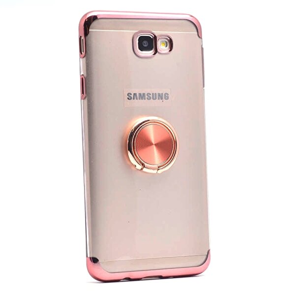 Teleplus  Samsung Galaxy J7 Prime Lazer Yuzuklu Silikon Rose Gold Kılıf+ Nano Ekran Koruyucu