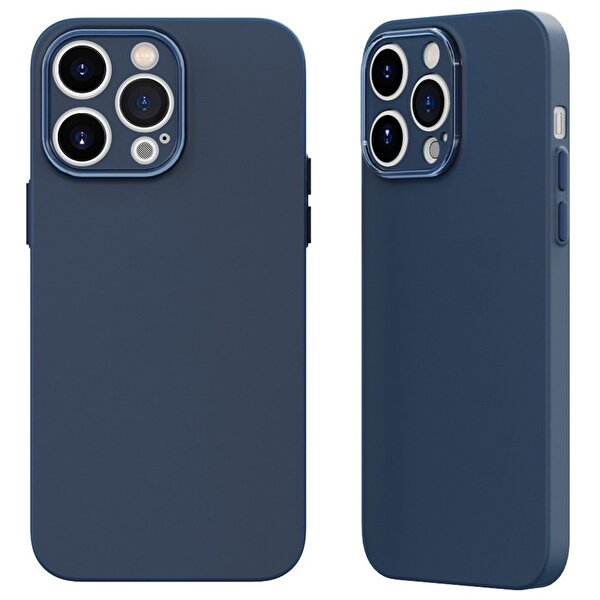 Teleplus iPhone 14 Pro Max Puma Kamera Korumalı PP Silikon Lacivert Kılıf