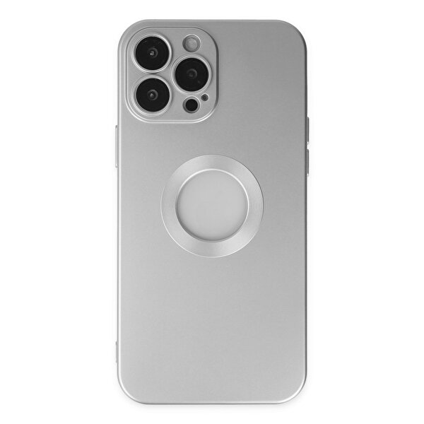 Teleplus Apple iPhone 14 Pro Max Vamos Kamera Korumalı Slim Silikon Gümüş Kılıf