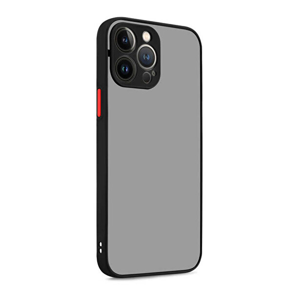 Teleplus iPhone 14 Pro Kamera Korumalı Renkli Bumper Hux Silikon Siyah Kılıf