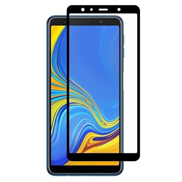 Teleplus  Samsung Galaxy A7 2018 Darbe Korumalı Silikonlu Şeffaf Kılıf + Tam Kapatan Cam