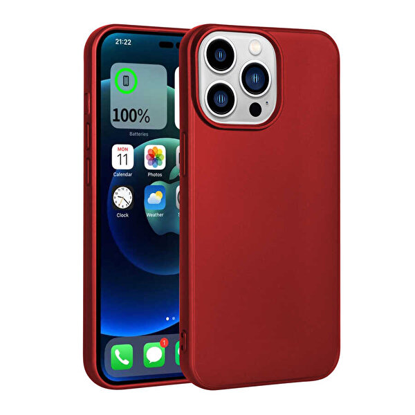 Gpack Apple iPhone 14 Pro Renkli Lüx Korumalı Premier Mat Silikon Kırmızı Kılıf